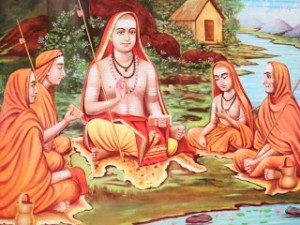 Adi shankaracharya con i suoi discepoli